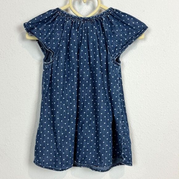 GAP Blue Polka Dot Button-Up Chanbray Dress 18-24mos - Picture 3 of 6